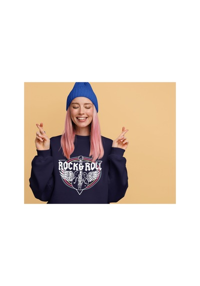 Magors Stıl-x Rock & Roll Baskılı Bisiklet Yaka 3 İplik Standart Kalıp Sweatshırt Lacivert Magors Stıl-x Rock & Roll Baskılı Bisiklet Yaka 3 İplik Standart Kalıp Sweatshırt Lacivert