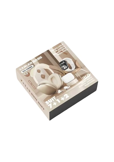 Karler Bass K32 Kombo 7 Adet Akıllı Saat Kordonu + Airpods Kulaklık + Kafa Üstü Kablosuz Kulaklık Set