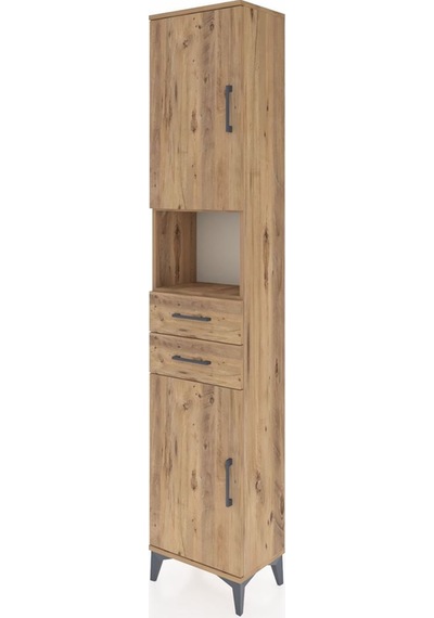 Arges Dolap 4 Raflı 2 Çekmeceli 2 Kapaklı 44x30x221 Çam-çam Atlas Çam