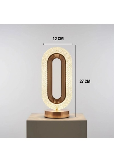 Bay Oval Şeklinde Kristal Led Masa Lambası Dokunmatik, 3 Renk Işık Modlu, Şarjlı Dekoratif Gece Lambası Bx40 Standart