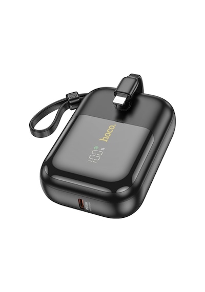 Hoco Q20 Fountain 10000mah 22.5w+pd20w Dijital Göstergeli Kablolu Powerbank Siyah Siyah