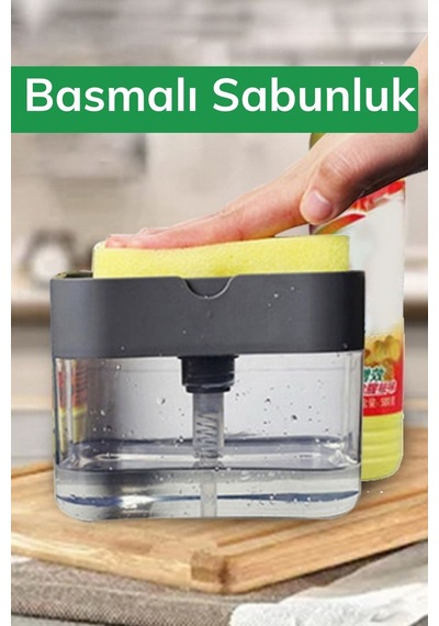 Buffer İkisi Bir Arada Basmalı Pratik Sıvı Sabunluk ve Pompası