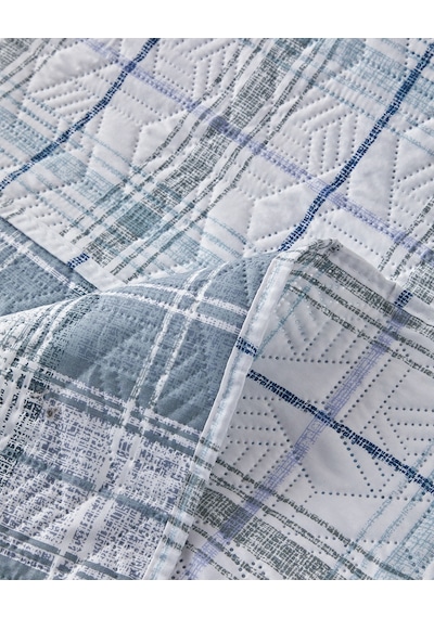 English Home Static Check Çok Amaçlı Çift Kişilik Yatak Örtüsü Takımı Gri Gri