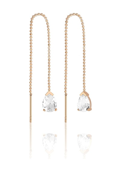 Azuris Silver Azuris 925k Gümüş Sıralı Top Zincir Damla Taşlı Küpe Rose Gold