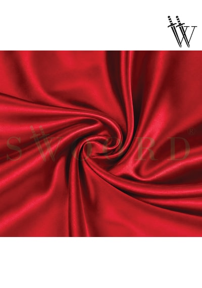 Swoord İpek Dokulu Saten Yastık Kılıfı Kırmızı 2 Adet 50x70cm 2 Adet Saten Tokalı Kırmızı