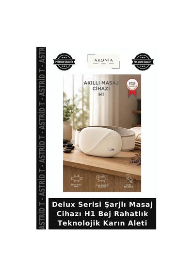 Delux Serisi Şarjlı Masaj Cihazı H1 Bej Rahatlık Teknolojik Karın Aleti