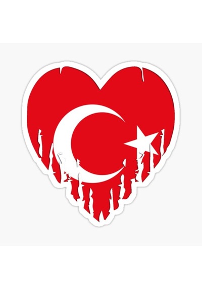 Ay Yıldız Bayrak Ve Kalp Sticker Yapıştırma 14 Cm 2 Adet