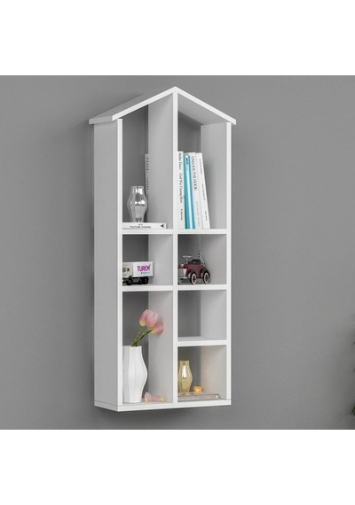 Koton Çatılı Dekoratif Kitaplık Mdf Sis Gri Koton Çatılı Dekoratif Kitaplık Mdf Sis Gri