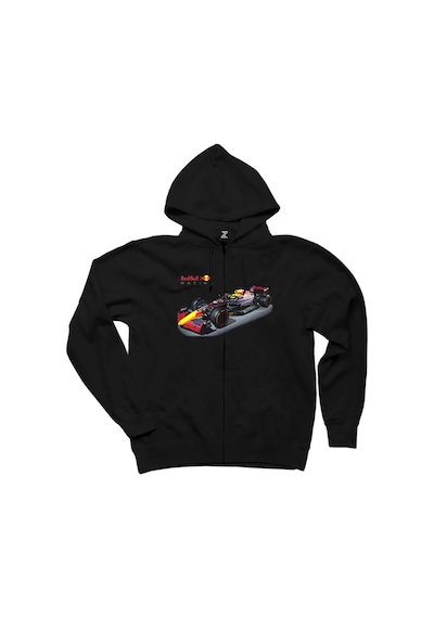 RedBull Racing F1 Siyah Fermuarlı Kapşonlu Sweatshirt Siyah