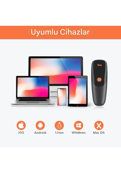 Tera 1300 Kablosuz 1d 2d Qr Barkod Okuyucu