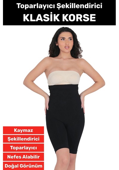 Özel Üretim İz İç Göstermez Kaymaz Toparlayıcı Klasik Korse Siyah