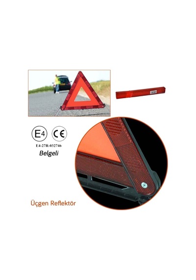 Üçgen Reflektör E4 Belgeli Metal Ayaklı Tuv Yönetmeliğne Uygun