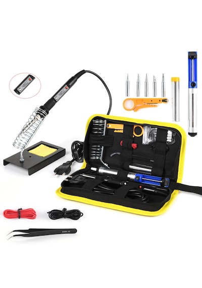 Hvy80 80watt Havya Seti 15 Parça Lehim Ahşap Yakma Kalemi Ayarlanabilir Sıcak Havya Makinesi Başlıkları İle Lehim Makinası