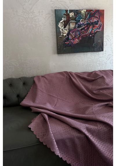 Sofline Kadife Şönil Koltuk Örtüsü, Kaymaz Kanepe Örtüsü, Koltuk Şalı 180 X 220cm Lila