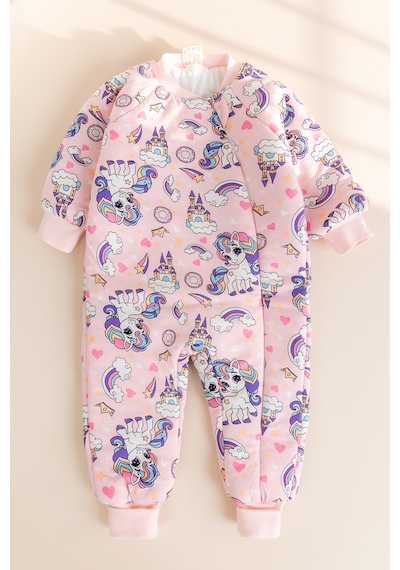 Babymod Elyaf Dolgulu 2.5 Tog 100% Pamuk Penye Astarlı Premium Kalite Kız Çocuk Uyku Tulumu Pembe