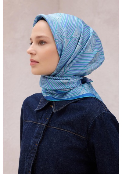 Belli İpek Eşarp - 4209-37 Mavi Twill