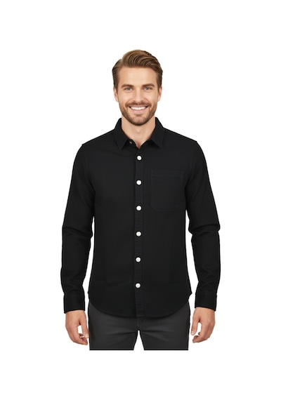 Raymons Erkek Spor Silim Fit Kanvas Tek Cepli Gömlek Bgl-st04955 Siyah