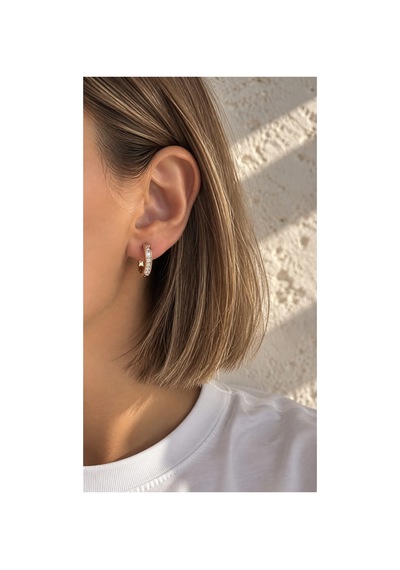 Çelik Rose Gold Taşlı Oval Gianna Küpe -kararma Yapmaz- Altın