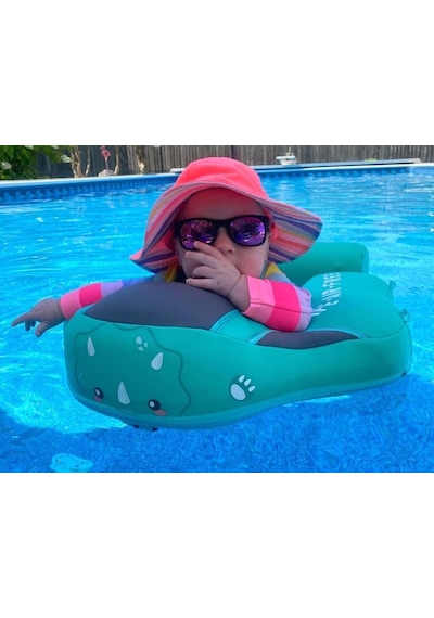 Mambobaby Yüzme Simidi - Sevimli Dino, Emniyetli, Gölgelikli Ve Ayak Destekli