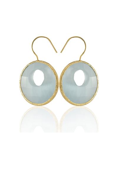 Kadir Jewellery 22 Ayar Altın Kaplama Kadın Taşlı Küpe -el İşçiliği Ve Hipoalerjenik Küpe Açık Mavi 24028479