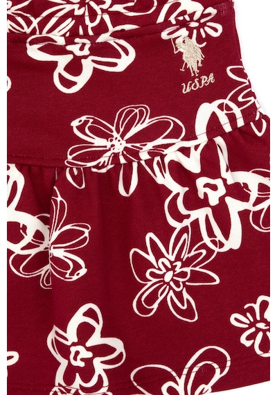 U.S. Polo Assn. Kız Çocuk Koyu Frambuaz Çiçek Desenli Örme Etek 50317971-VR104