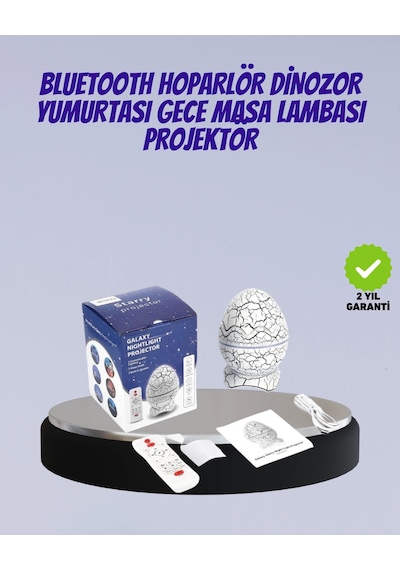 Bluetooth Bağlantılı Dinozor Yıldız Projektör Gece Lambası Ve Uyku Yardımcısı Çok Renkli
