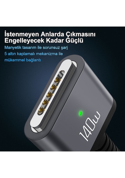 Bix BXM3C 140 W Type-C To Magsafe 3 Apple Uyumlu MacBook Şarj Kablosu