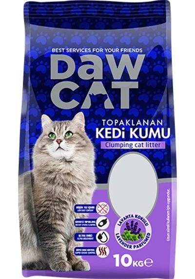 Dawcat Lavanta Kokulu Topaklaşan İnce Bentonit Kedi Kumu 10 KG