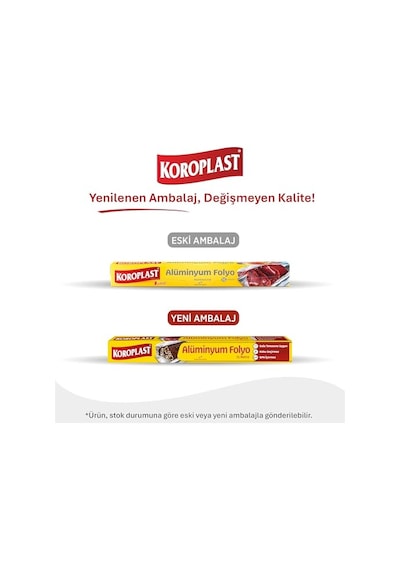 Koroplast Alüminyum Folyo 15 Mt, Bpa İçermez, Dayanıklı Yapışmaz Folyo 30 Cm X 15 Mt, Tavuk, Izgara, Et, Yemek, Gıda Artıklarını Saklamak İçin İdeal, Mutfakta Çok Yönlü Kullanım, Yüzey Korumaya Uygun