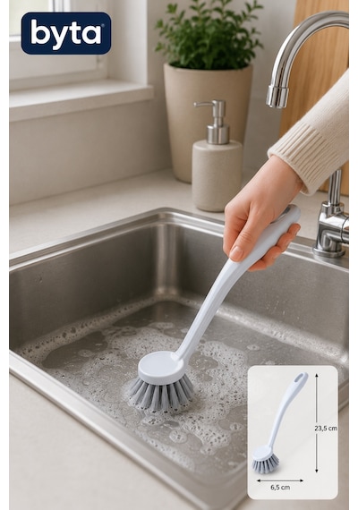 Lavabo Temizlik Fırçası Ergonomik Saplı Çok Amaçlı Mutfak, Banyo Ve Gider Temizlik Fırçası