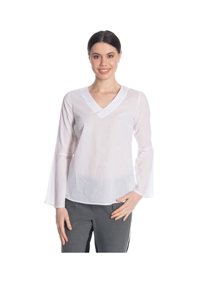 Bulalgiy Kadın Beyaz Kolları Volan Bluz - Bga183457 Beyaz