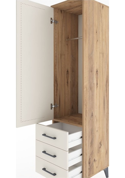 Hyperion Dolap Tek Raflı 3 Çekmeceli Tek Askılı 44x44x182 Çam-aytaşı Atlas Çam