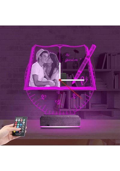 Luvivia Doğum Günü Hediyesi Fotoğraflı Saatli 3d Lamba - Masa Gece Lambası
