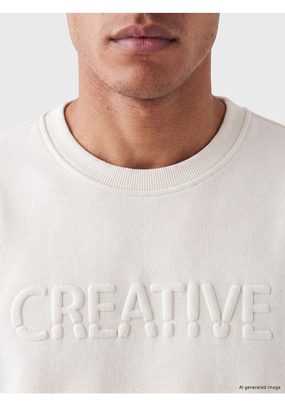 Lcw Vision Gri Bisiklet Yaka Baskılı Erkek Kalın Sweatshirt