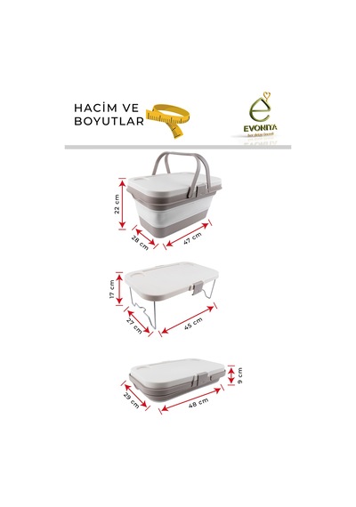 Katlanır Piknik Seti Masalı Silikon Sepet Kamp Çantası Taşınabilir Katlanabilir Organizer Renkli