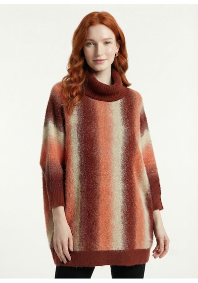 Neden Tekstil Kadın Oversize Fit Yarım Balıkçı Yaka Kazak - Çok Renkli