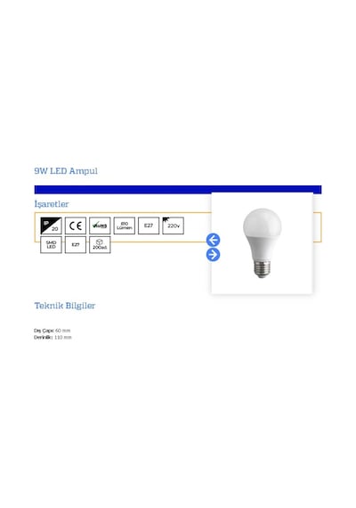 Noas 9W Günışığı Renk Led Ampul