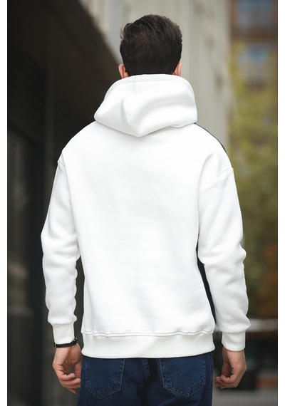 Placide Üç İplik Pamuklu Parçalı Kapüşonlu Erkek Sweatshirt 001
