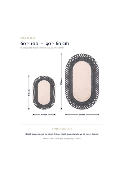 Banyo Paspası Takımı 60x100+40x60 Cm Dış Trikot Bej & Antrasit Gri