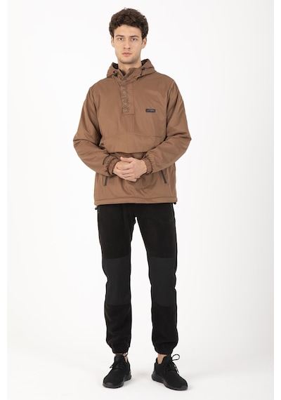 Maraton Sportswear Comfort Erkek Kapşonlu Uzun Kol Basic Taba Yağmurluk 21353-taba Taba