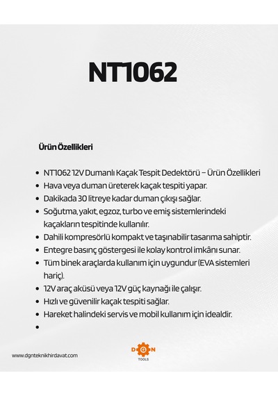 Nt Tools 12v Dumanlı Kaçak Tespit Dedektörü