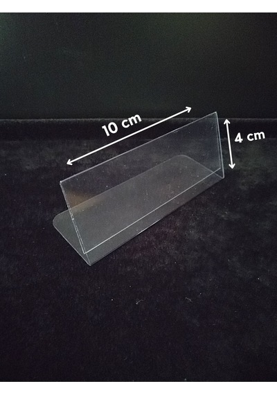 10 Adet Pvc Şeffaf Etiketlik 10x4 Cm Ayaklı Kart Tutucu İsimlik