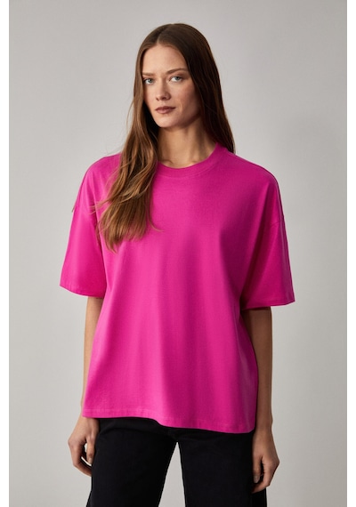 Grımelange Jemmy Kadın %100 Organik Pamuk Relaxed Fit Yırtmaçlı Yuvarlak Yakalı Pembe T-Shirt Grımelange Jemmy Kadın %100 Organik Pamuk Relaxed Fit Yırtmaçlı Yuvarlak Yakalı Pembe T-Shirt