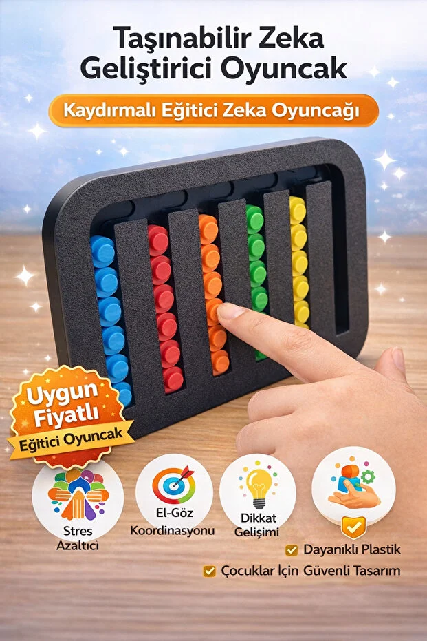 Eğitici Zeka Oyunu Renk Eşleştirme & Kaydırmalı Bulmaca Oyuncağı Çocuk Dikkat Geliştirici