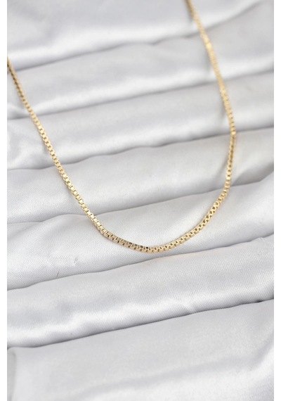 Ceylan Adam Cm 14k Gold Renk Kare Zincirli Model 60 Cm Kadın Kolye Çok Renkli