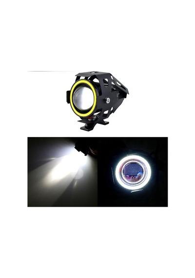 Astraled U7 Motosiklet Sis Farı, Mercekli, Büyük Kafesli, Sarı Angel Işıklı Led