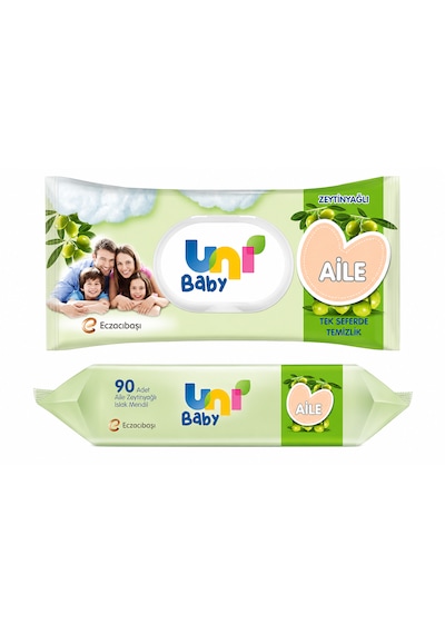 Uni Baby Aile Zeytinyağlı Islak Mendil 90'lı 2'li Set