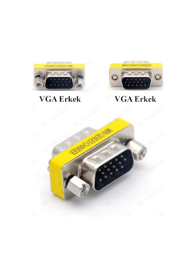 VGA Erkek-Erkek Mini Cinsiyet Değiştirici Adaptörü 15 Pin VGA M/M