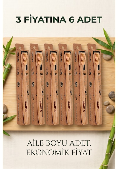 Bambu Diş Fırçası Medium 6 Adet Çevre Dostu Bpa Free
