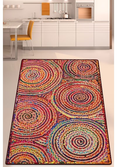 Crop Circle Makinede Yıkanabilir Kaymaz Taban Leke Tutmaz Dijital Salon Halısı Mutfak Halısı Ve Yolluk Renkli